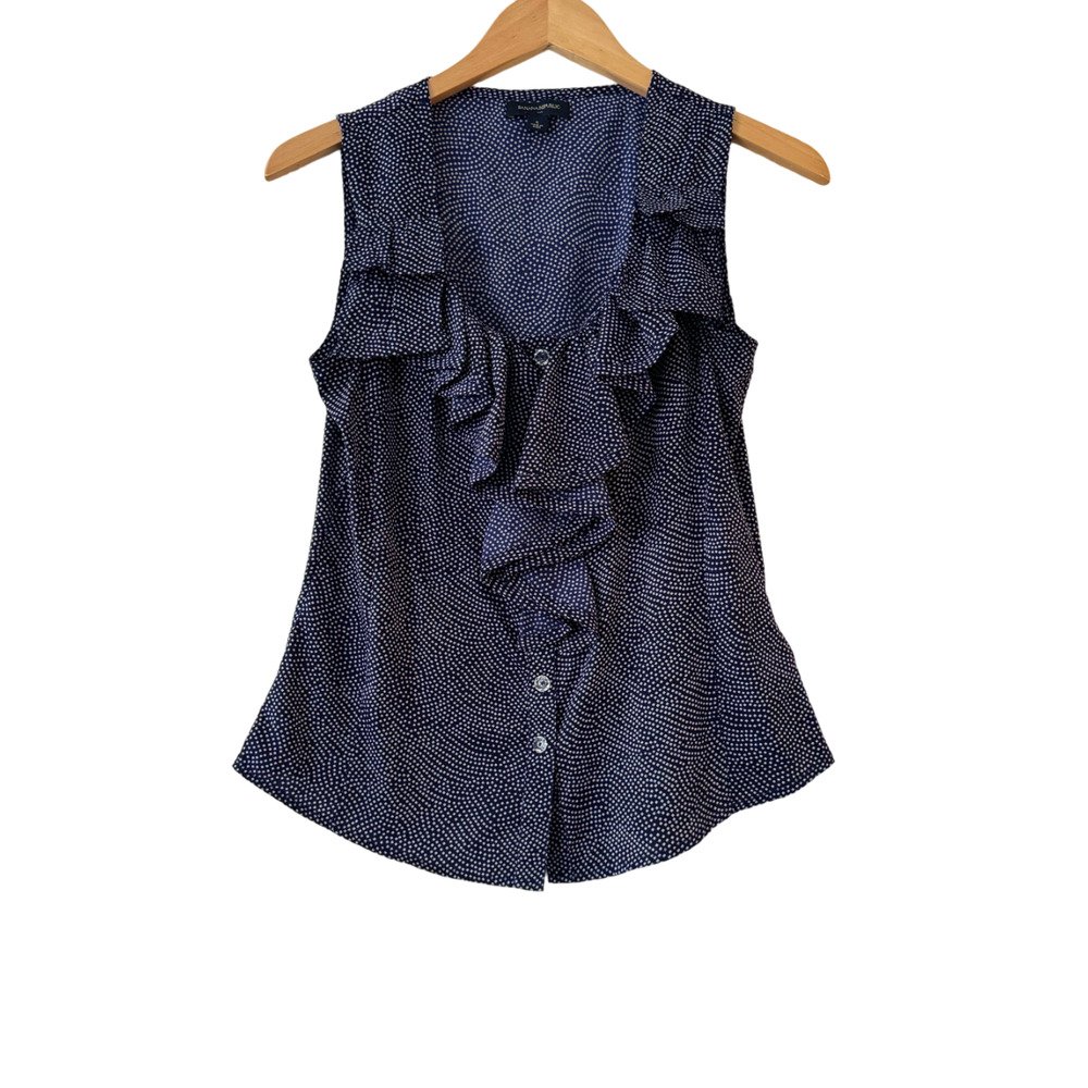 Banana Republic‎ Women's Sleeveless Ruffle Button Up Blouse